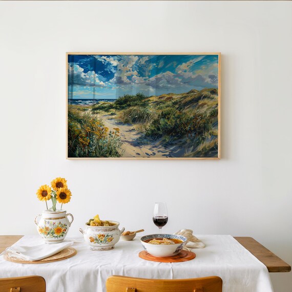 Beach Trail Through Dunes Impressionist Oil Painting Coastal Poster