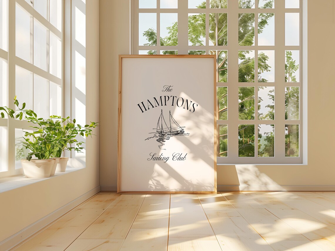 The Hamptons Sailing Club Vintage Sailboat Sketch Coastal Poster - Image 6