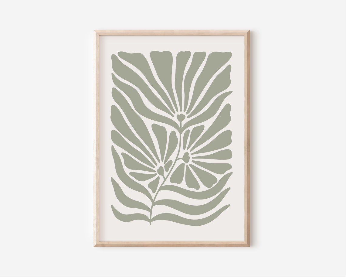 Sage Green Abstract Botanical Flowers Organic Minimalist Art Poster - Image 6