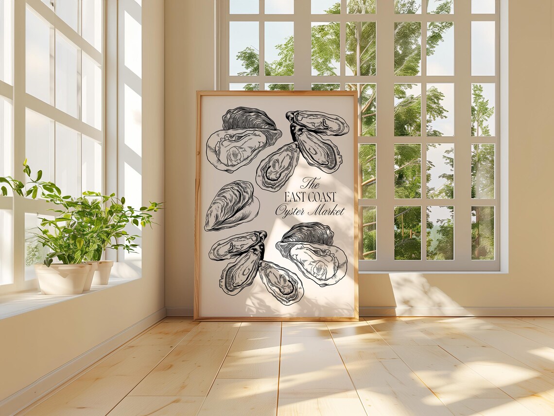 The East Coast Oyster Market Vintage Shell Line Art Kitchen Poster - Image 6
