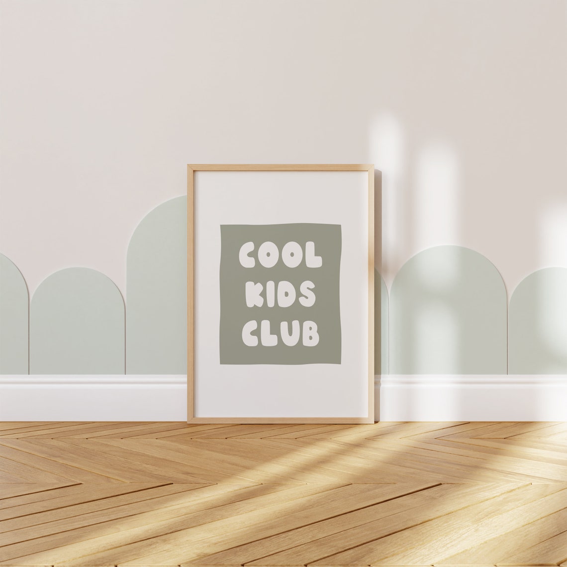 Cool Kids Club Bubble Letters Sage Green Playroom Decor Poster - Image 2