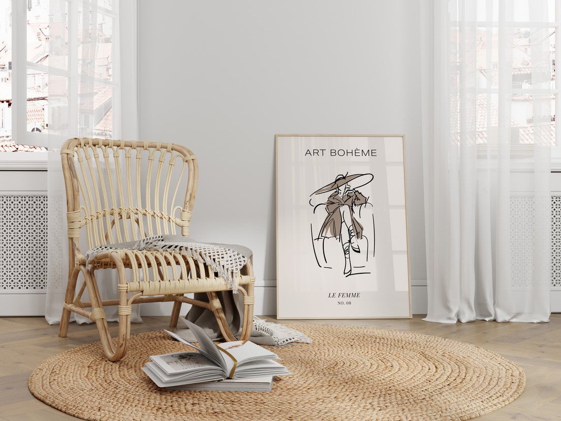 Art Boheme Le Femme Fashion Sketch Beige Minimalist Decor Poster - Image 3