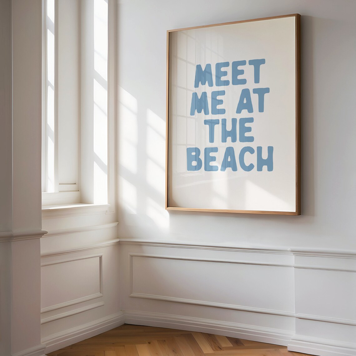 Meet Me At The Beach Blue Bubble Letter Coastal Quote Poster - Image 2