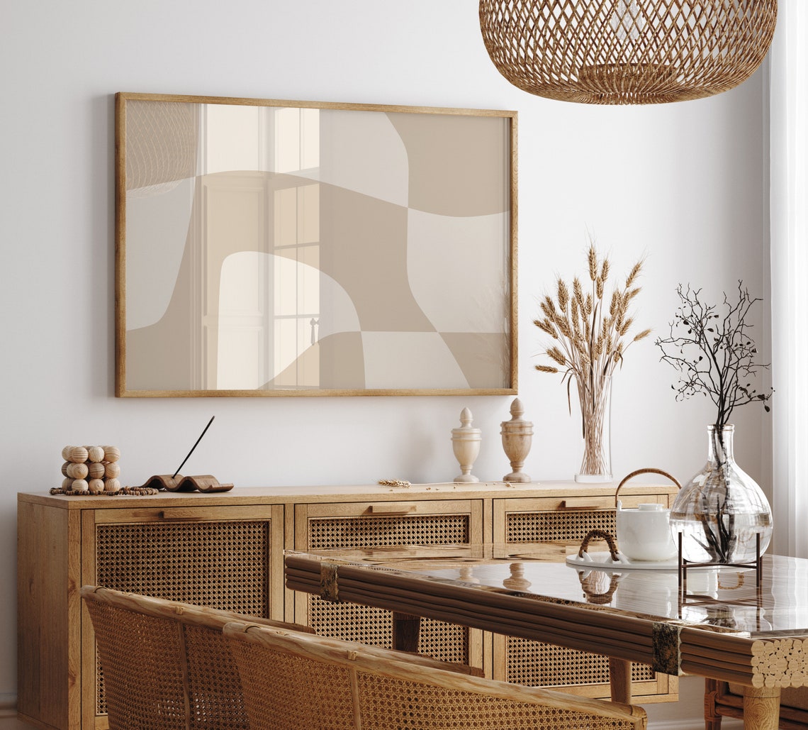 Neutral Beige Cream Organic Abstract Rounded Shapes Modern Poster - Image 2