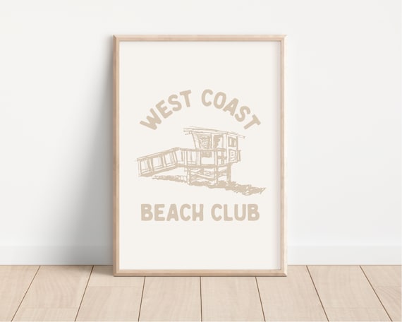 West Coast Beach Club Lifeguard Tower Tan Coastal Art Poster