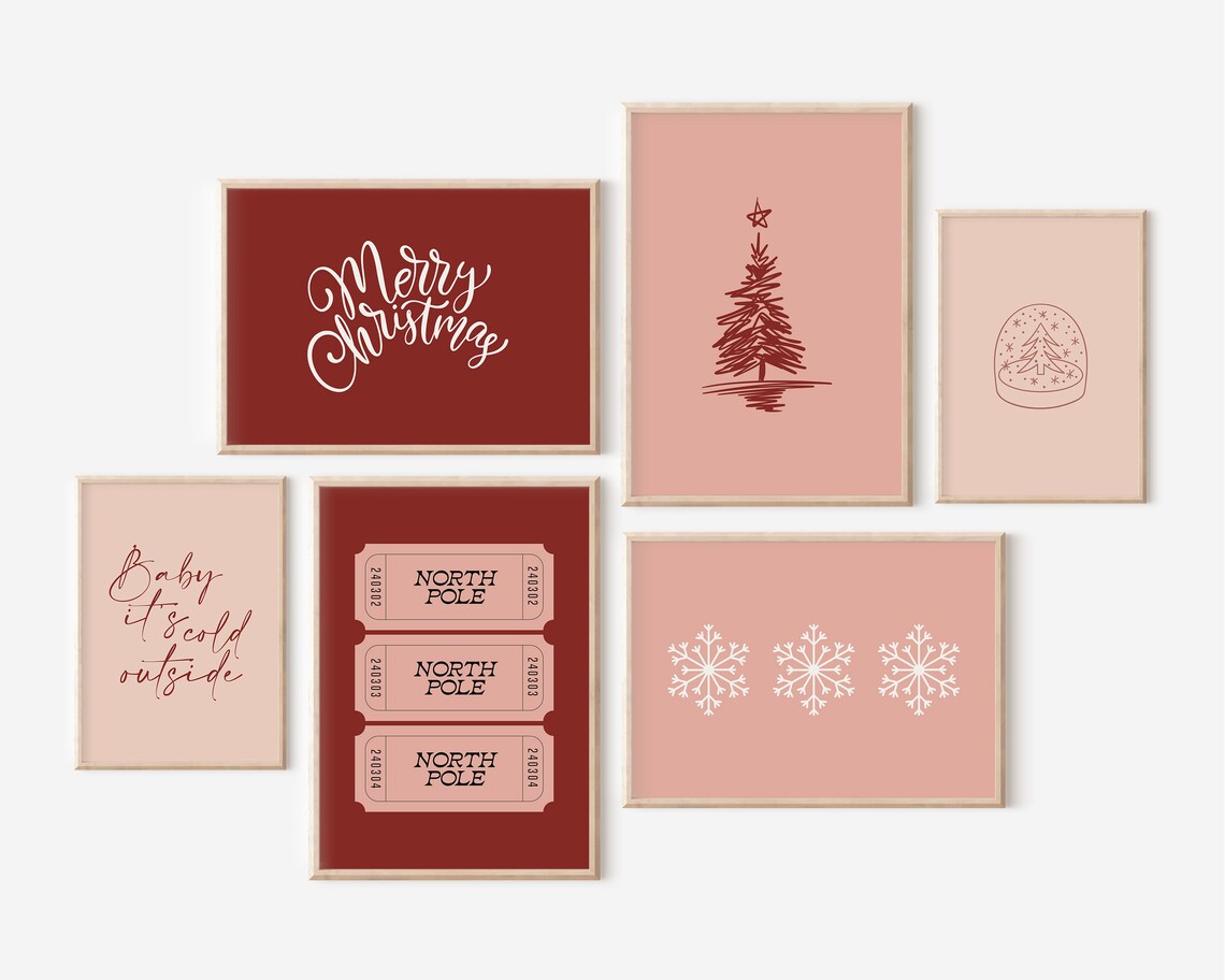 Christmas Gallery Wall Set, North Pole Ticket Art - Image 4