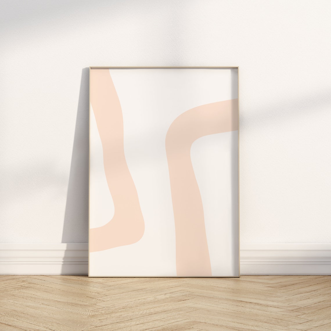 Peach Wavy Lines Minimalist Abstract Soft Blush Modern Art Poster - Image 4