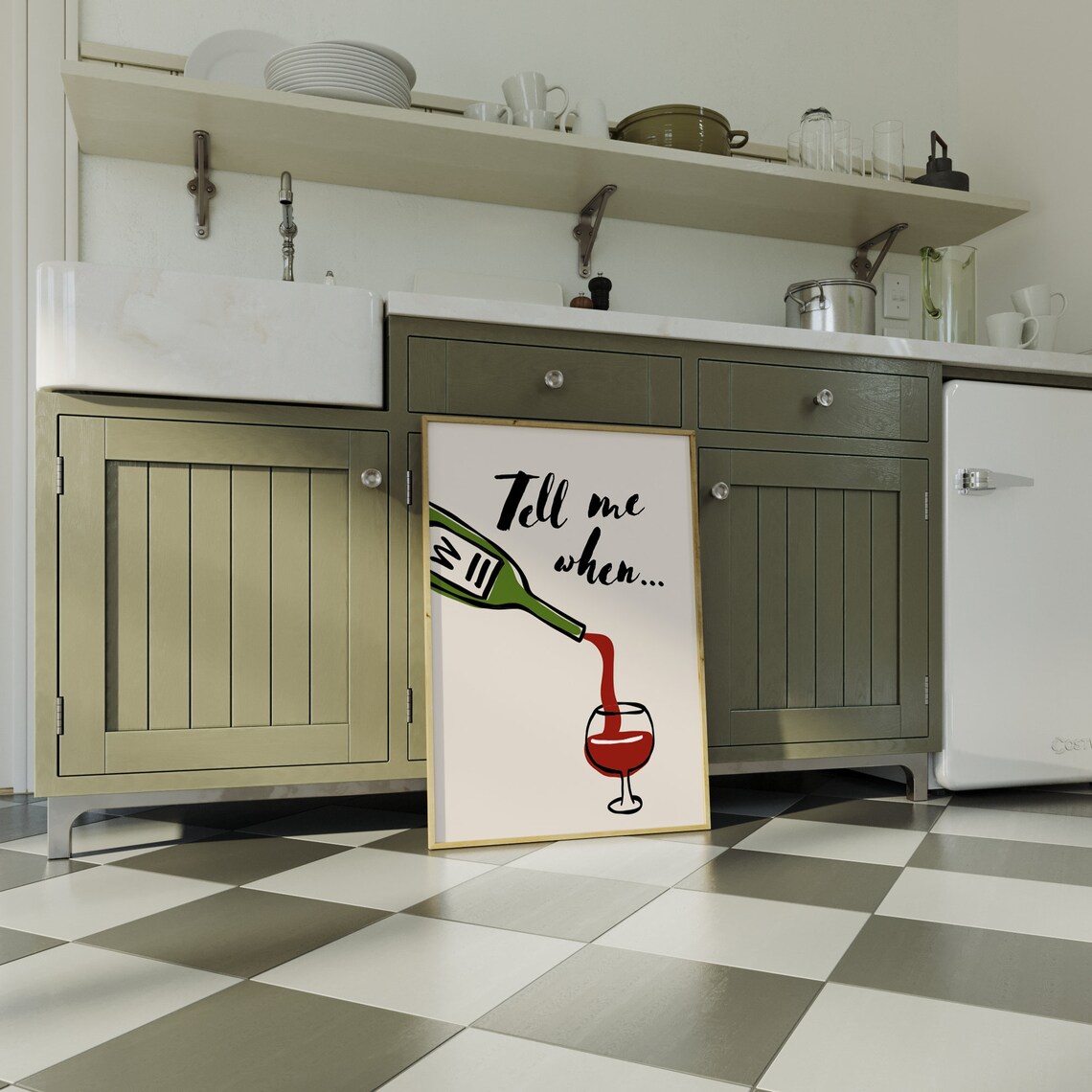 Tell Me When Wine Aesthetic Kitchen Art Print