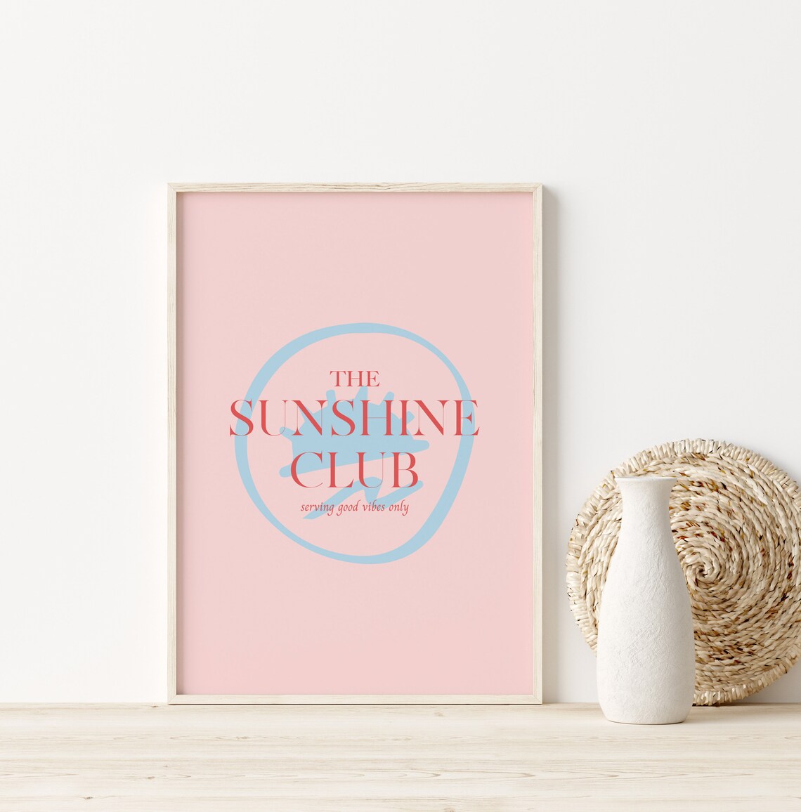 The Sunshine Club Good Vibes Only Pink Circle Retro Typography Poster - Image 3