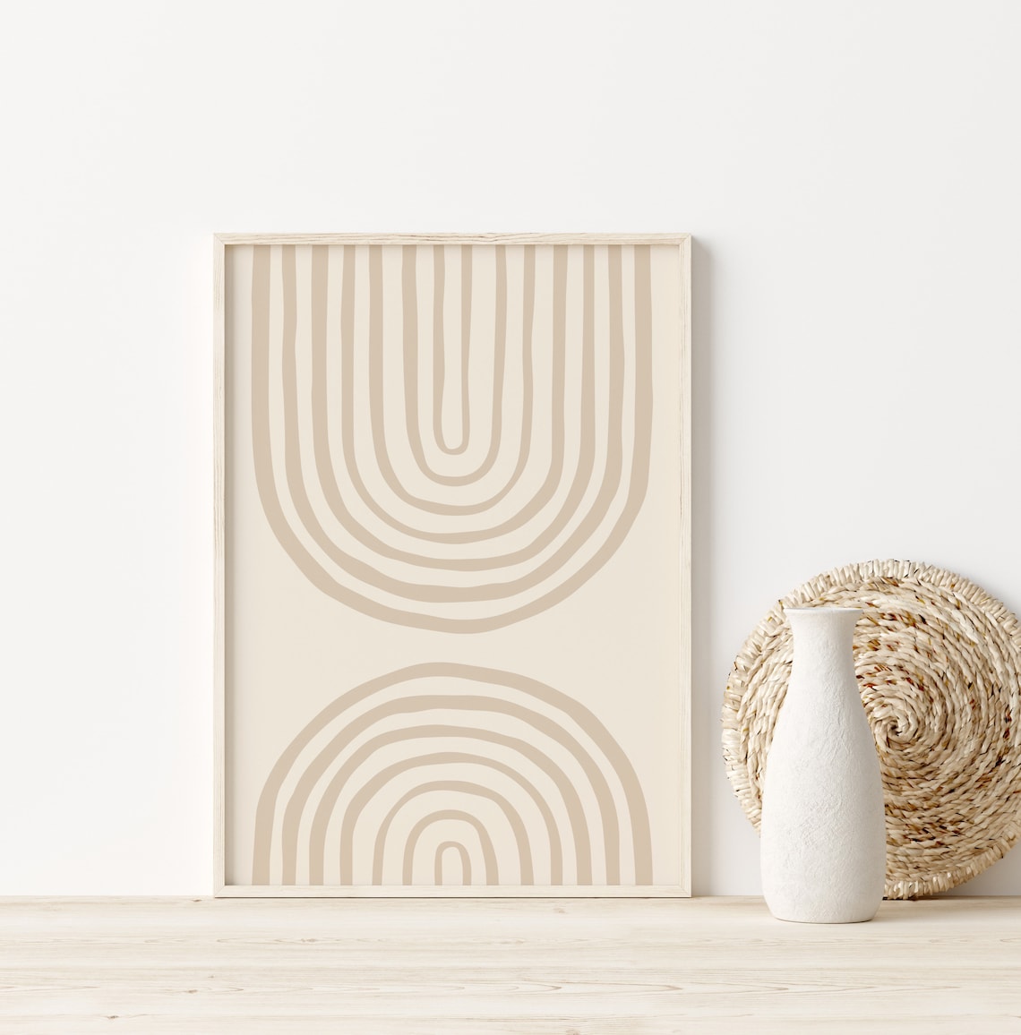 Neutral Beige Arches, Boho Rainbow Abstract Print - Image 2