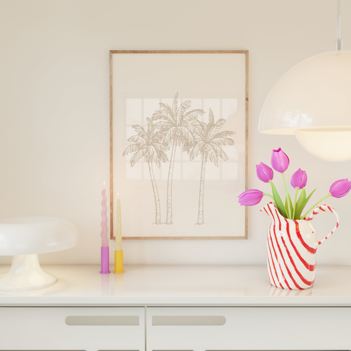 Palm Tree Coastal Wall Art, Beach House Decor Art Print