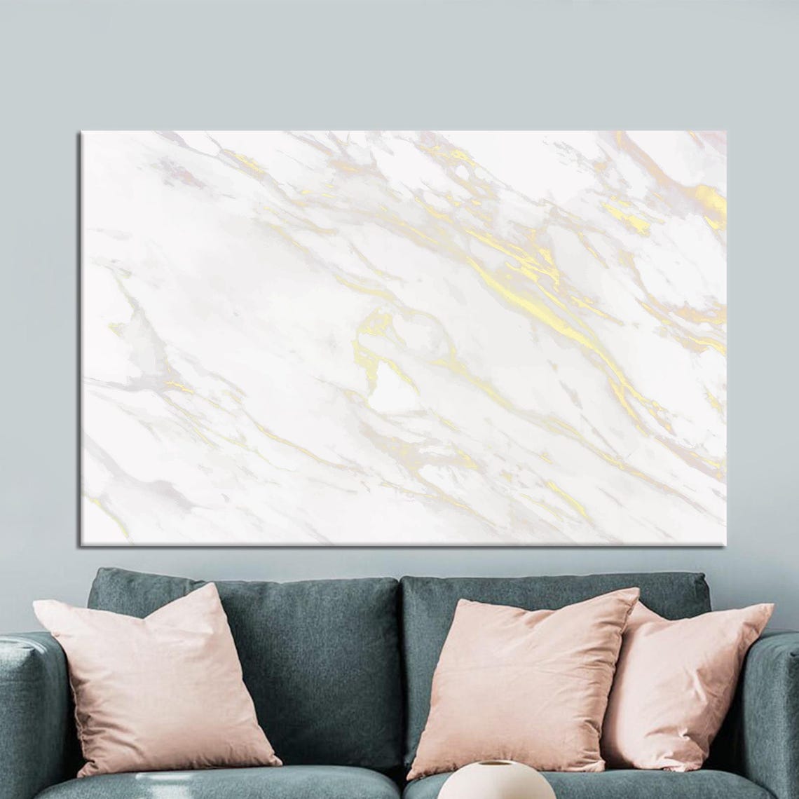 White Gold Marble Veins Elegant Abstract Modern Luxury Wall Art
