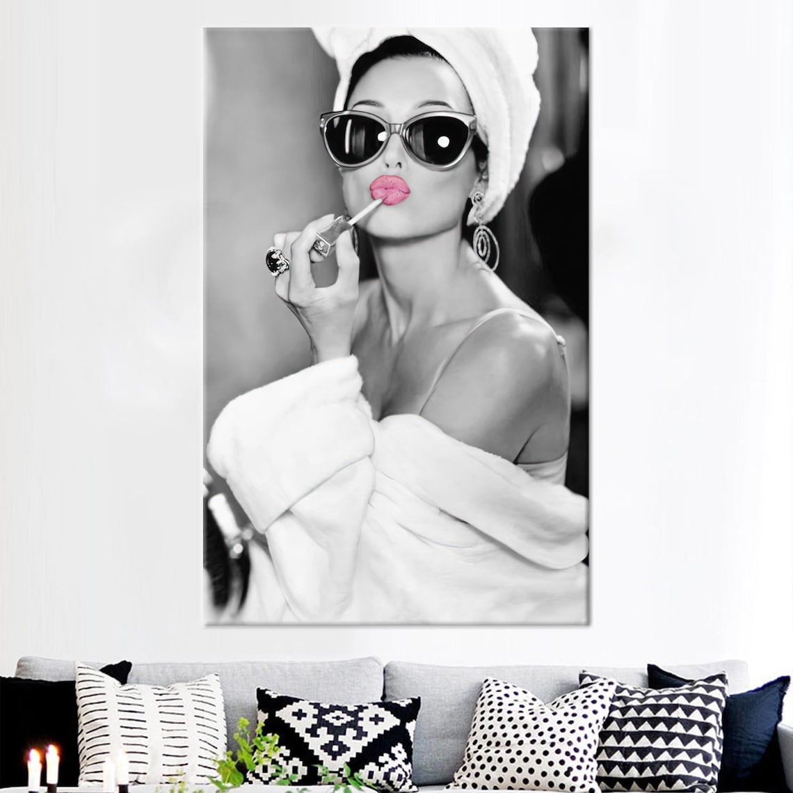 Audrey Hepburn Modern Woman With Lipstick Art Print
