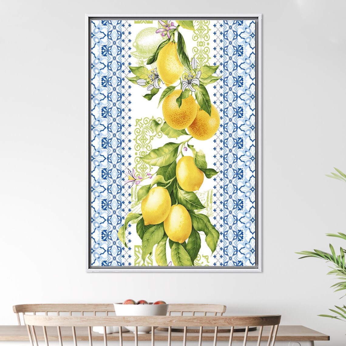 Lemon Pattern Art Print, Modern Kitchen Decor