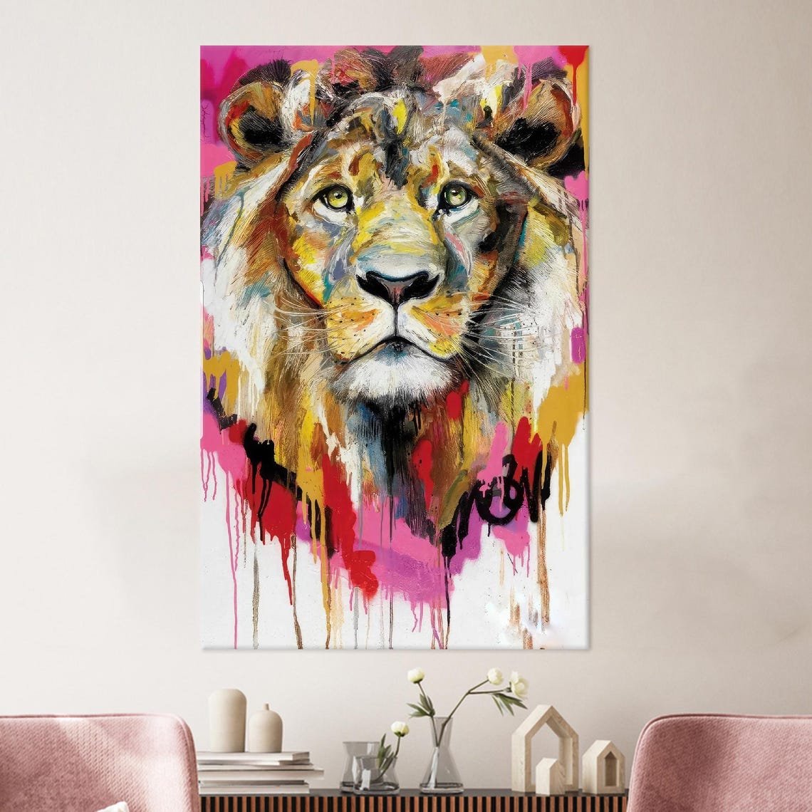 Abstract Lion Canvas Art Modern Animal Painting Print