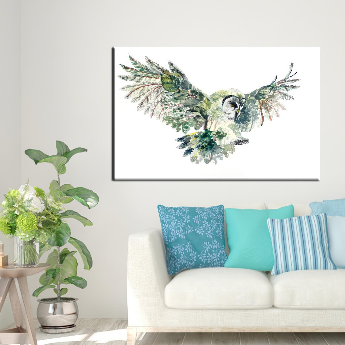 Floral Owl Abstract Animal Wall Art Print
