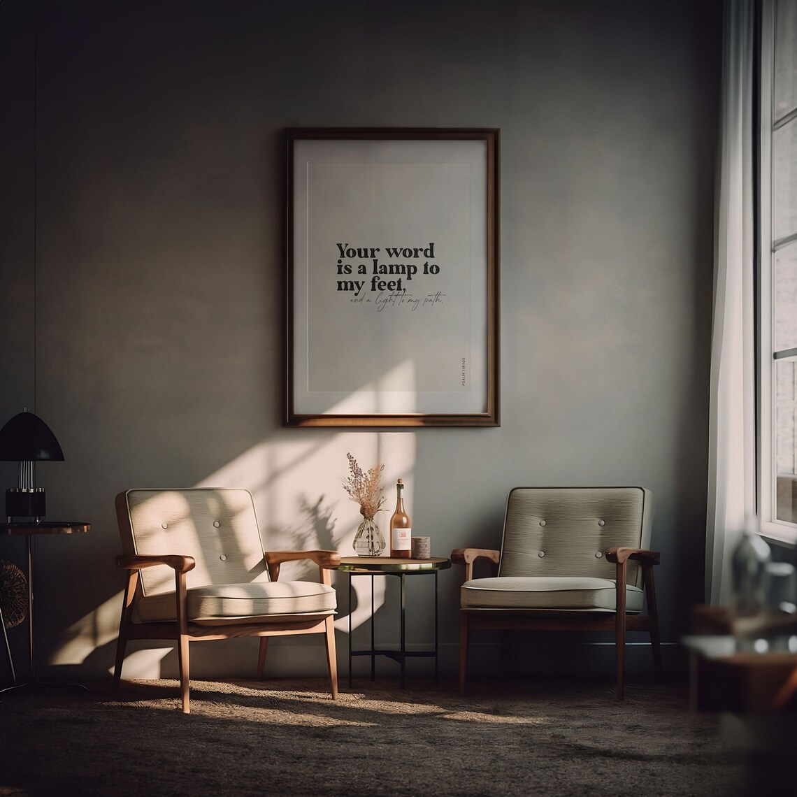 Psalm 119:105 Your Word Is A Lamp To My Feet Bible Verse Modern Poster - Image 5