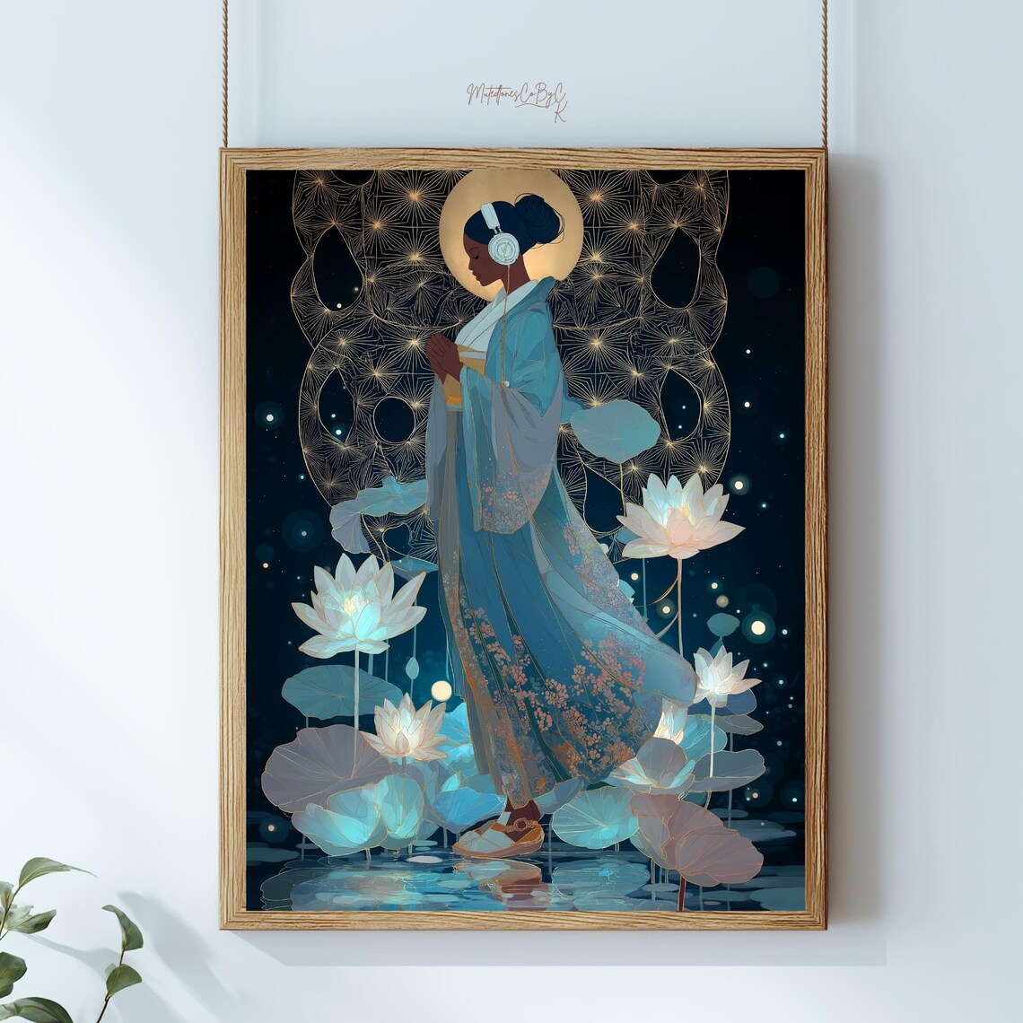 Empowered Kimono Goddess Lotus Night Feminine Spiritual Wall Poster