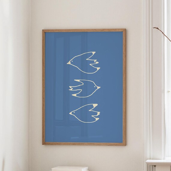 Minimal Bird Line Art Print Abstract Coastal Wall Digital Download