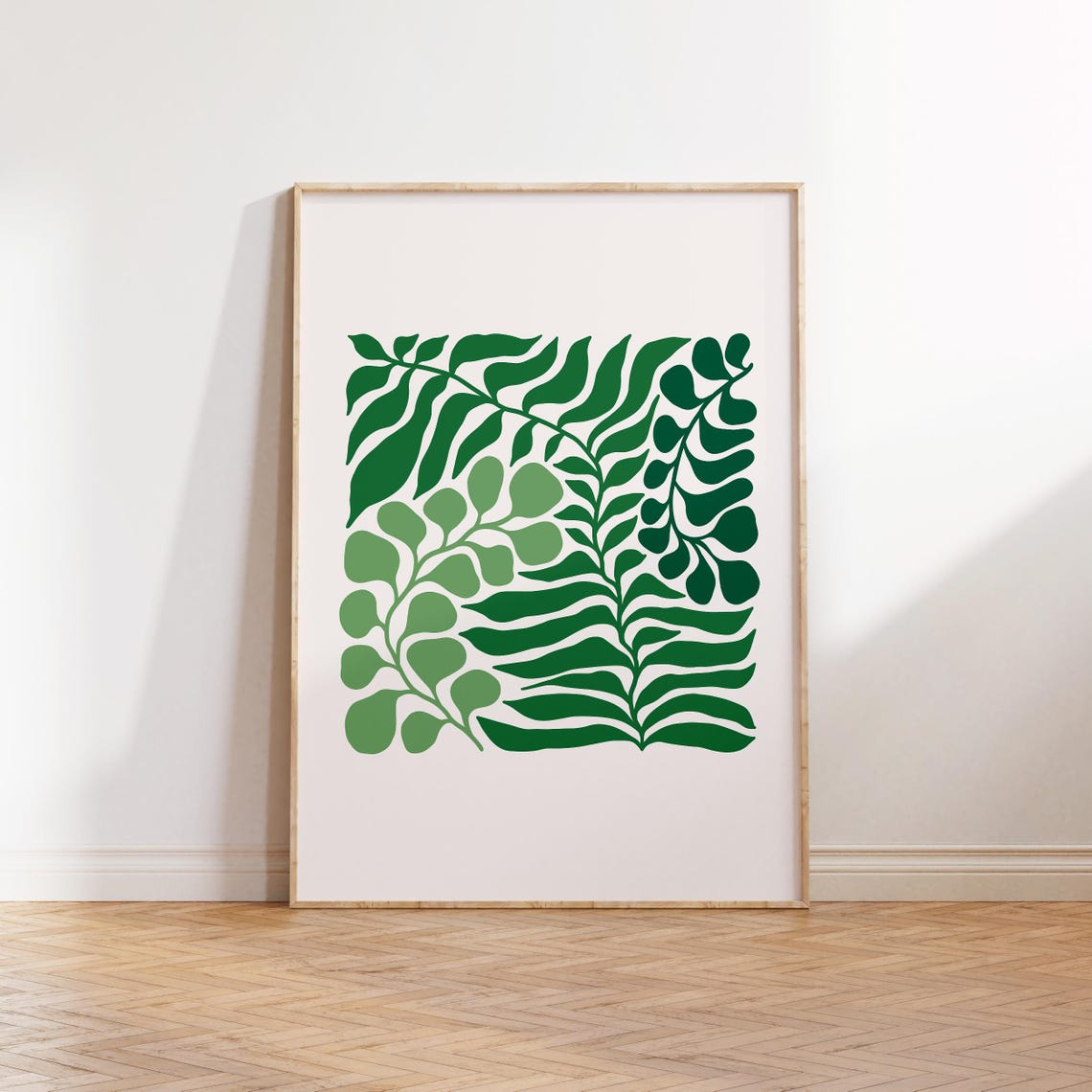 Dense Green Leaves Square Modern Botanical Jungle Wall Decor Poster