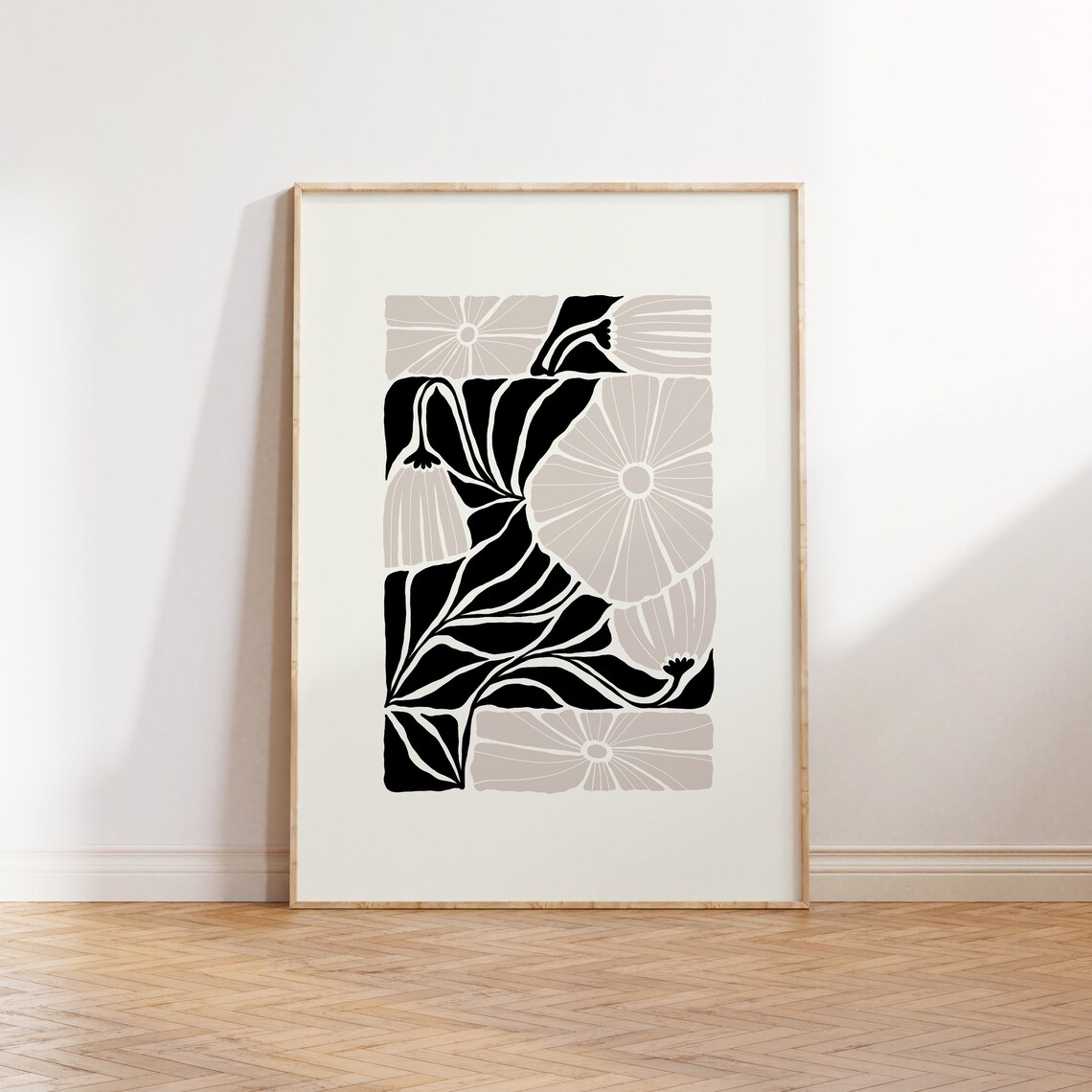 Dark Flowers Black And White Abstract Floral Poster