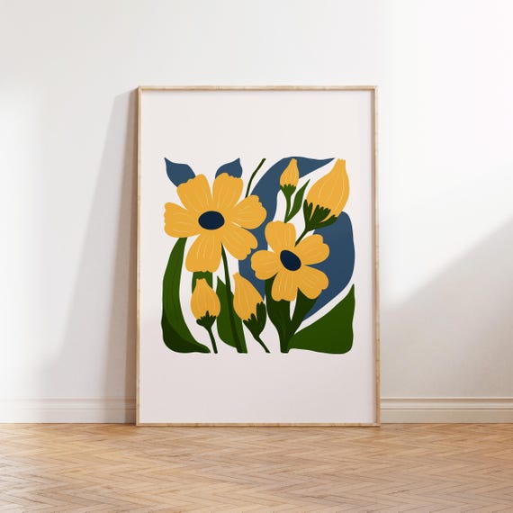 Eclectic Flowers Botanical Modern Wall Art Print
