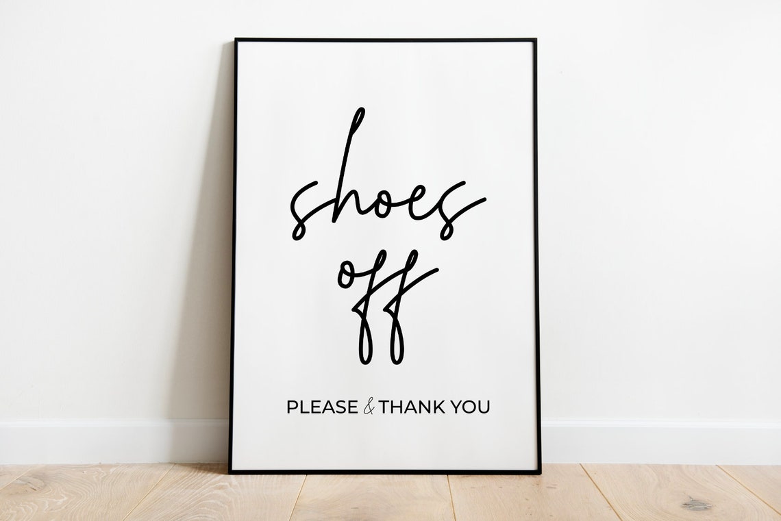 Shoes Off Please And Thank You Entryway Sign Typography Poster - Image 3