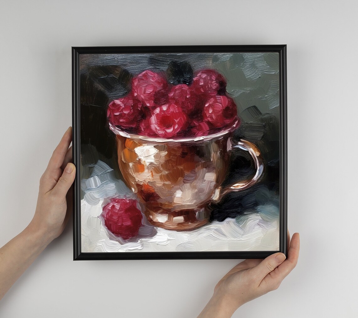 Raspberry Still Life Oil Painting Art Print, Kitchen - Image 3
