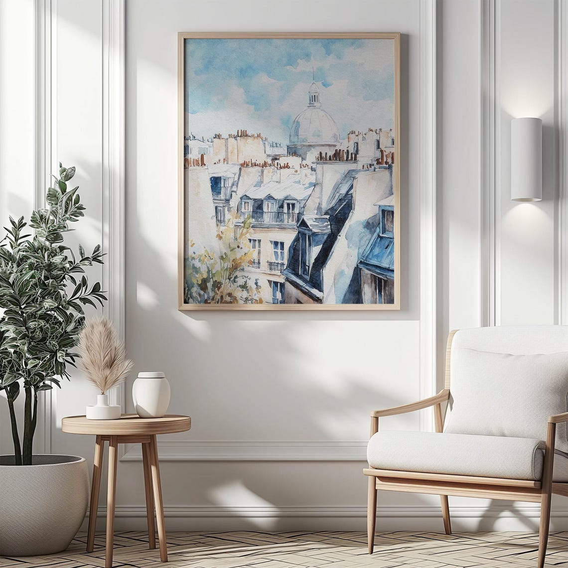 Paris Rooftops Sacre Coeur Dome Montmartre Watercolor Cityscape Poster - Image 4