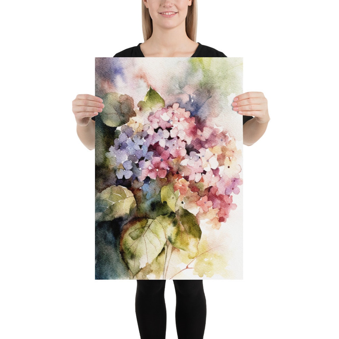 Hydrangea Watercolor Botanical Wall Art Print - Image 2