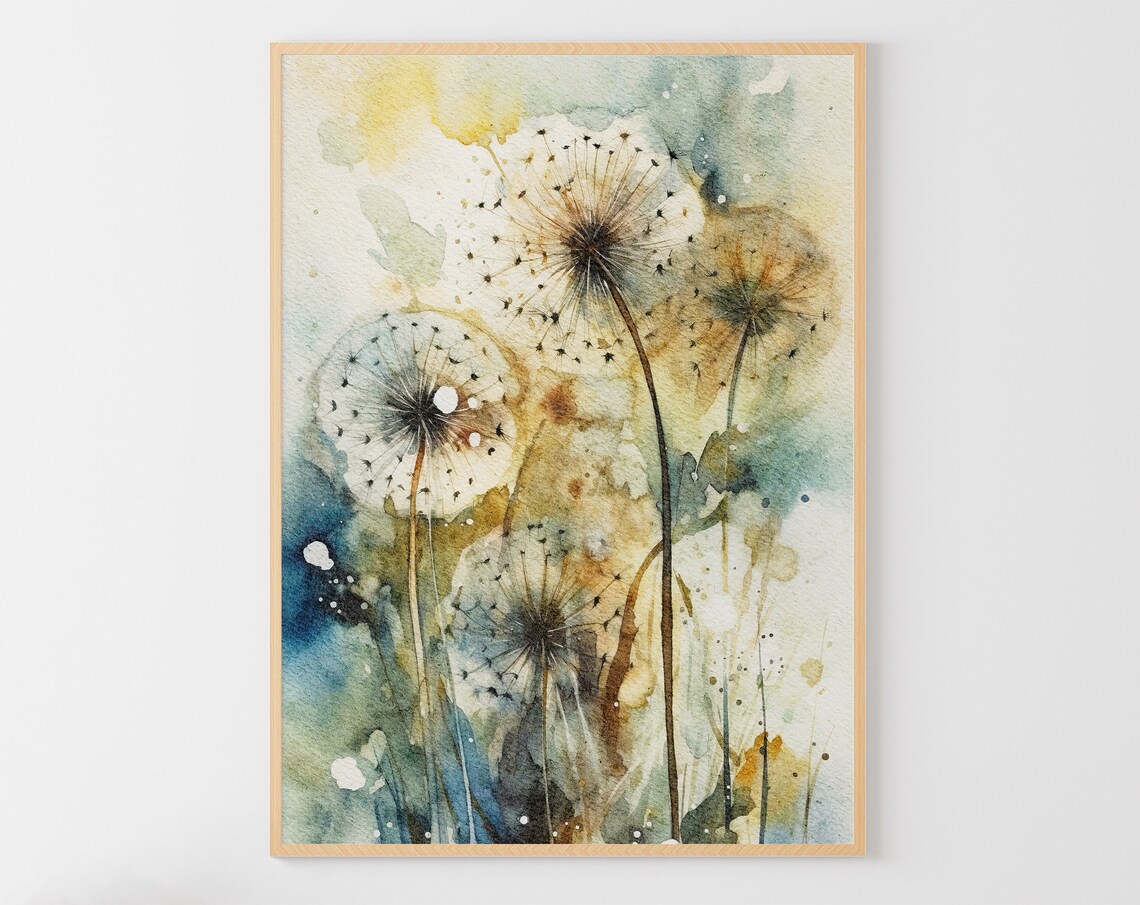Dandelion Watercolor Art Print, Botanical Poster