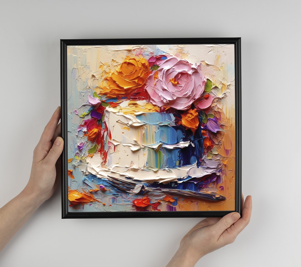 Cake Still Life Oil-Painting Kitchen Wall Art Print - Image 3