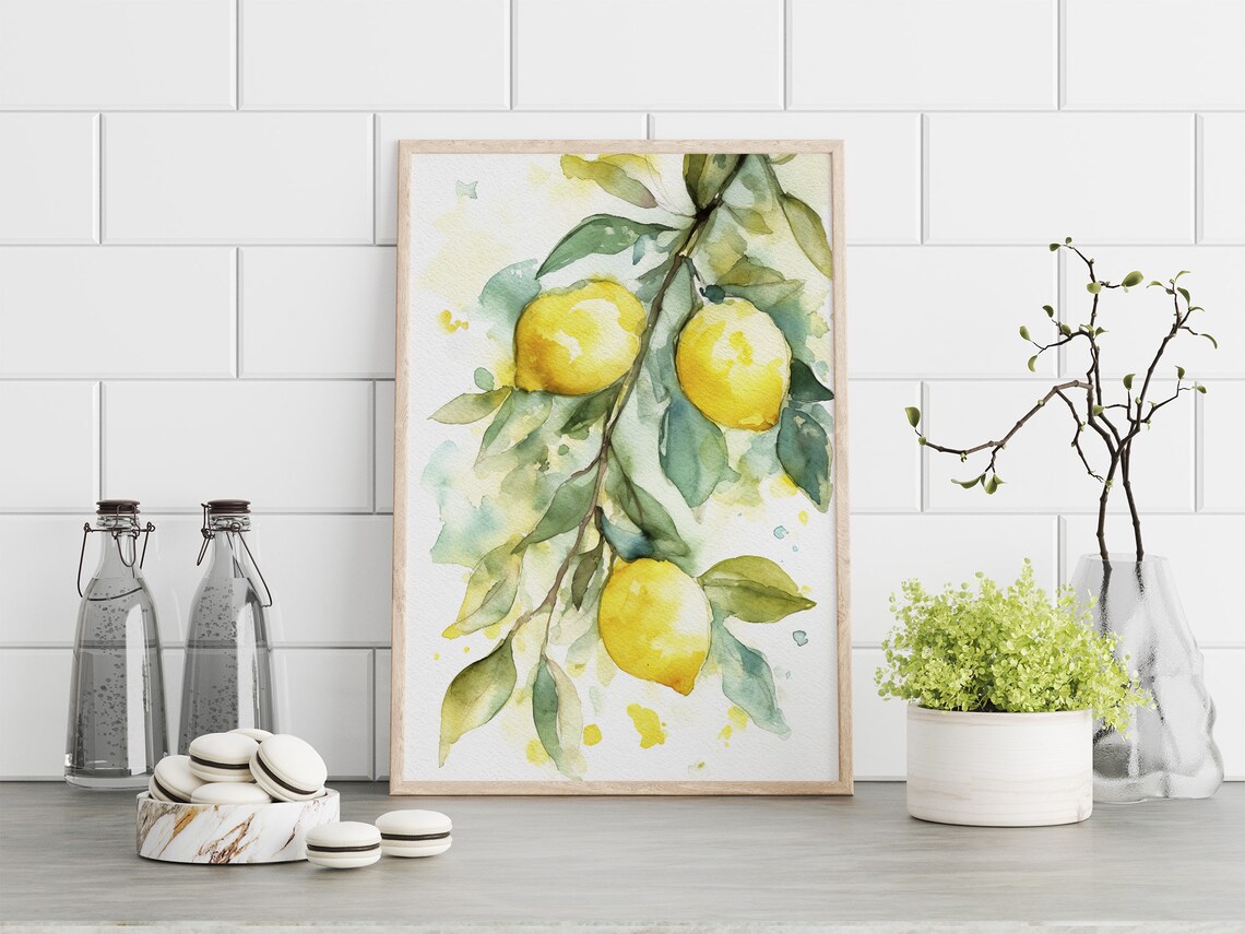 Lemon Tree Watercolor Art Print, Kitchen Decor - Image 4