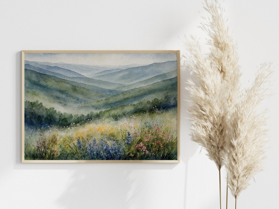 Blue Ridge Mountains Watercolor, North Carolina Art Print - Image 3