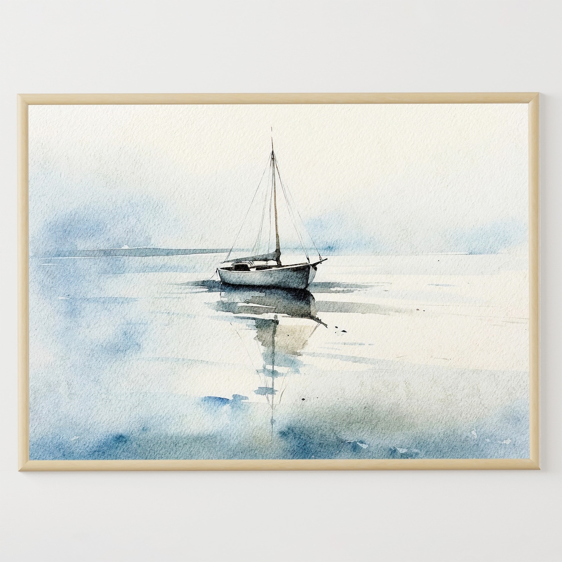 Sailboat Watercolor, Minimalist Coastal Art Print