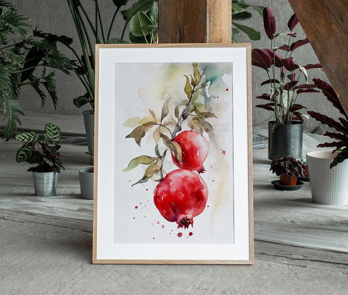 Pomegranate Watercolor Art Print, Kitchen Wall Art - Image 4