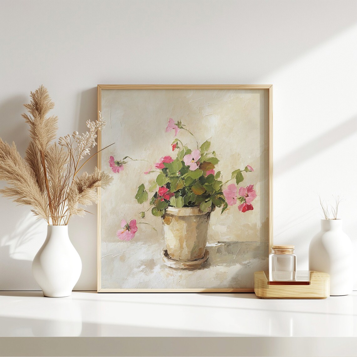 Geranium Oil-Painting Style Art Print, Farmhouse Decor - Image 5