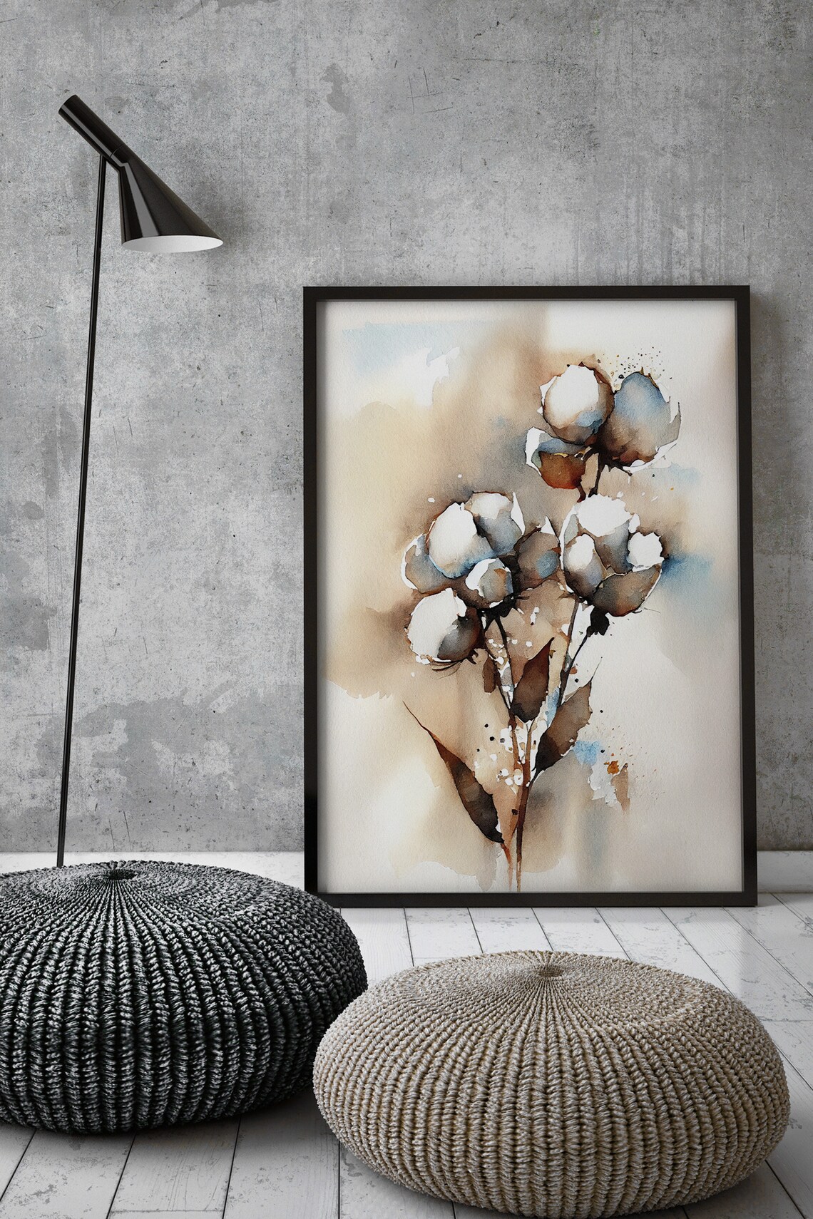 Cotton Flowers Watercolor Botanical Art Print - Image 4