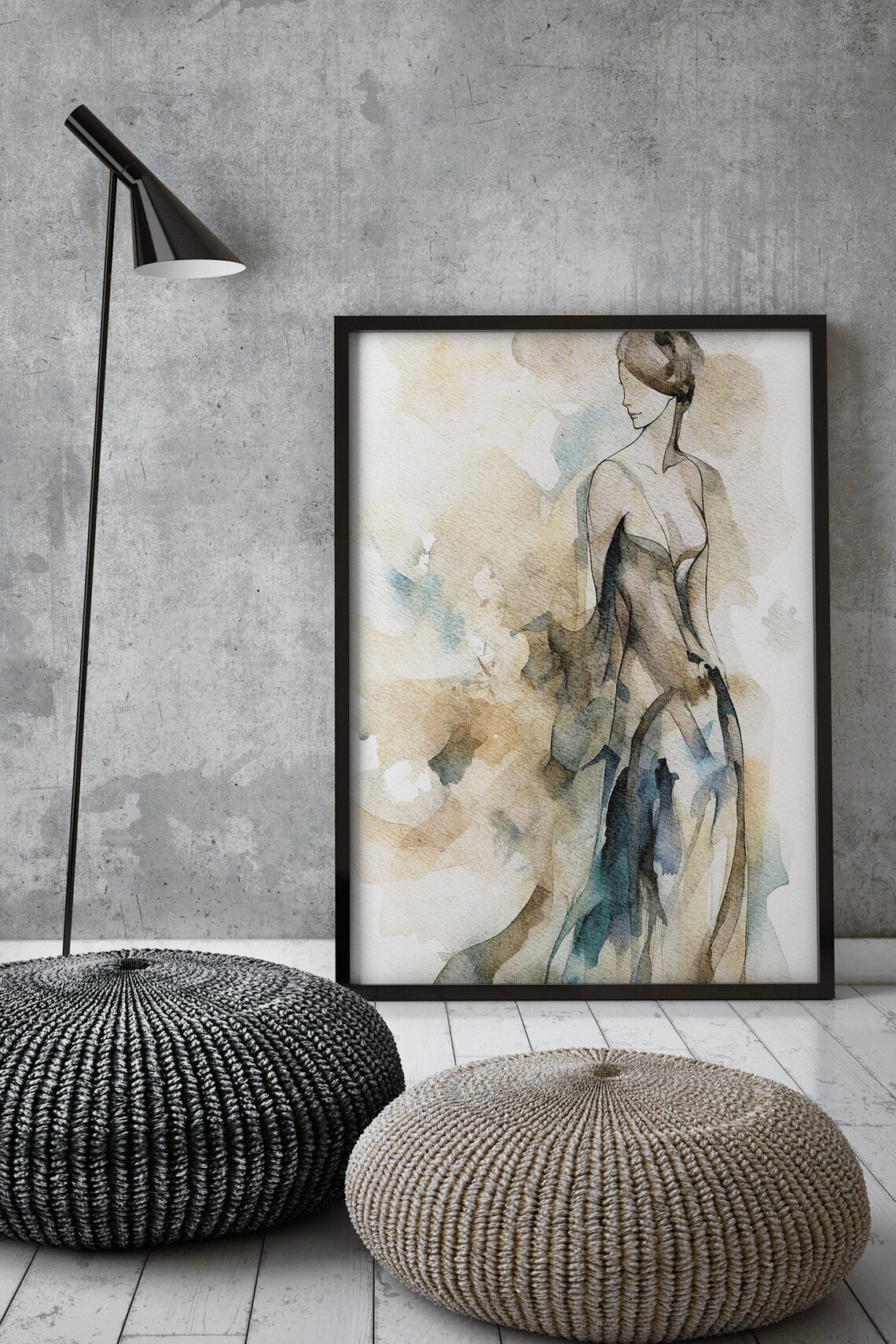Abstract Woman Figure Watercolor Contemporary Female Line Art Poster - Image 5