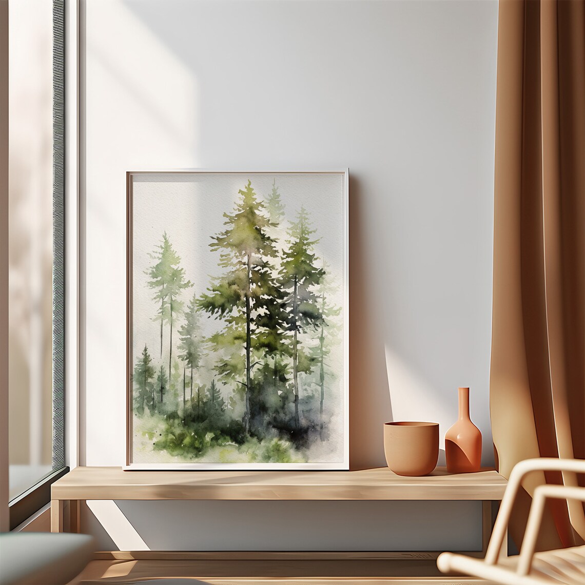 Pine Tree Watercolor, Vermont Forest Art Print - Image 3