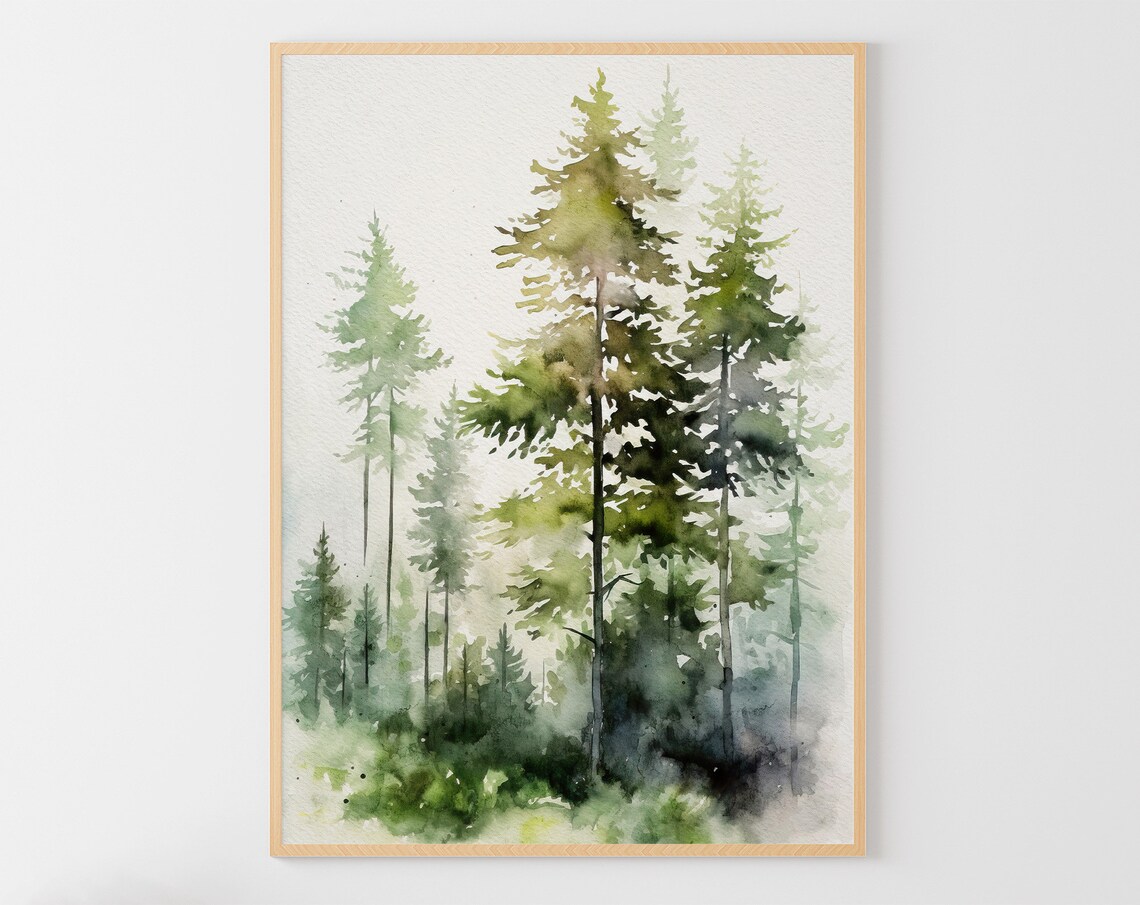 Pine Tree Watercolor, Vermont Forest Art Print