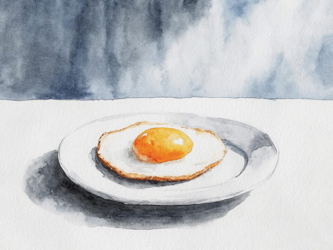 Sunny Side Up Fried Egg Minimalist Watercolor Kitchen Poster