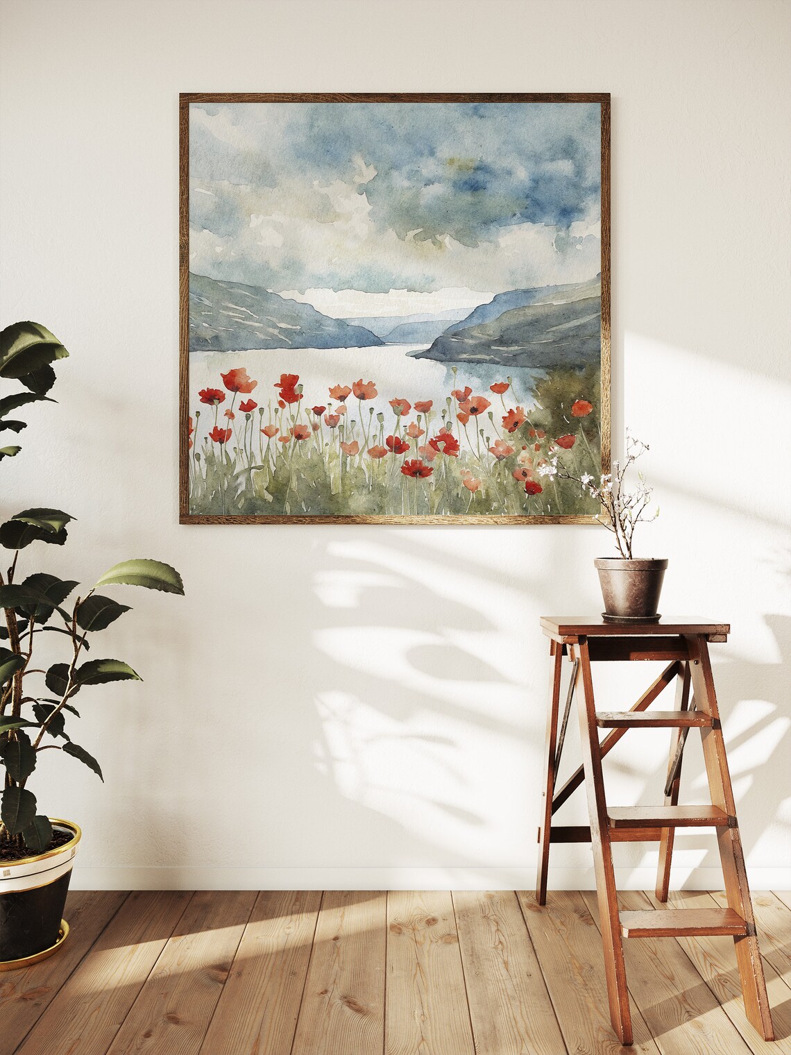 Hood River Watercolor Poppy Field, Oregon Art Print - Image 5