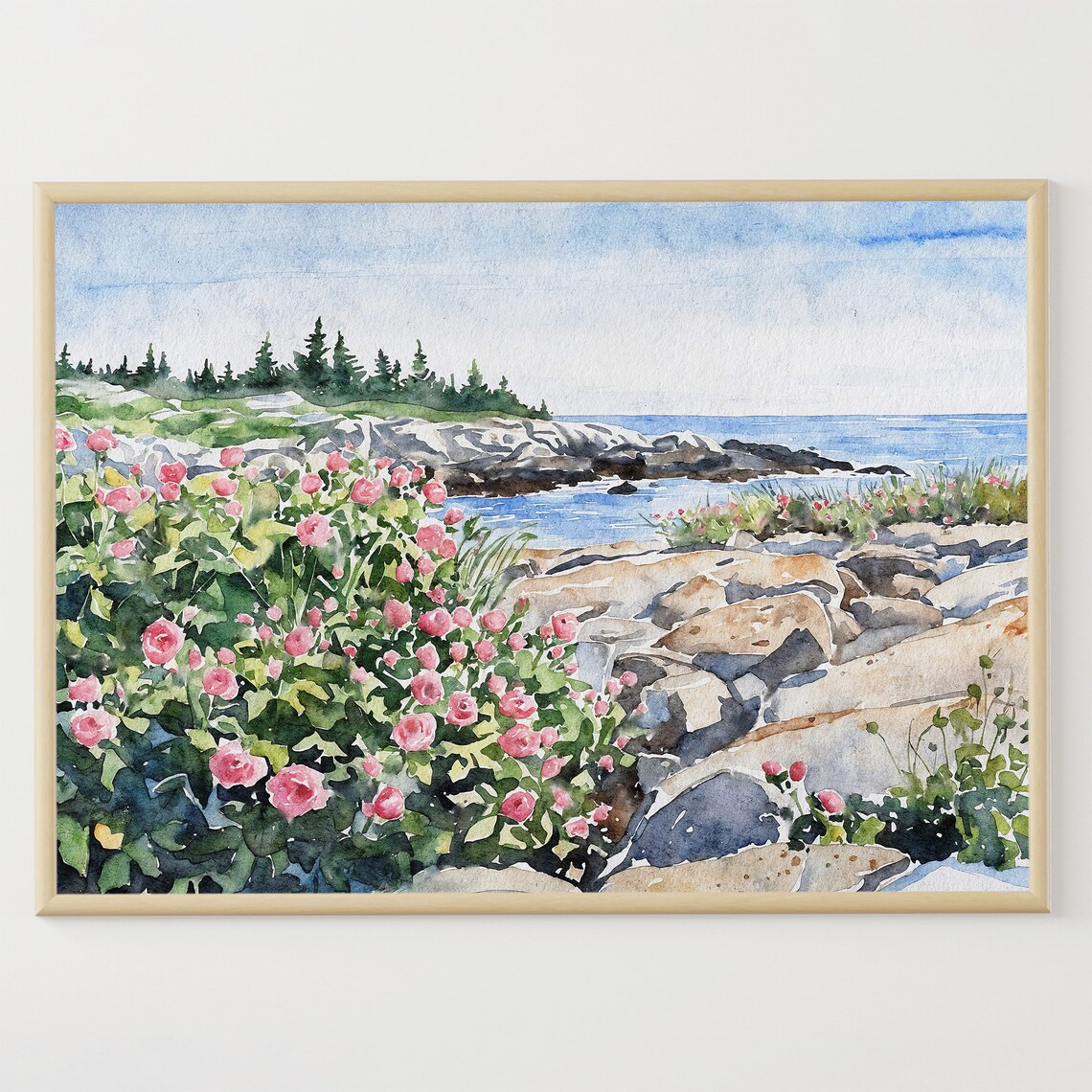 Blueberry Hill Watercolor Art Print, Schoodic Point