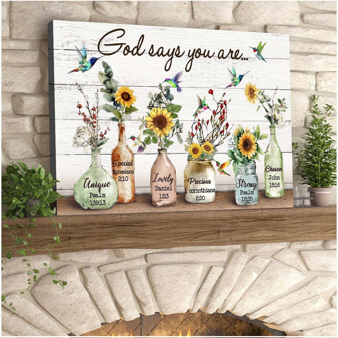 God Says You Are Mason Jars with Sunflowers Bible Verse Poster - Image 4
