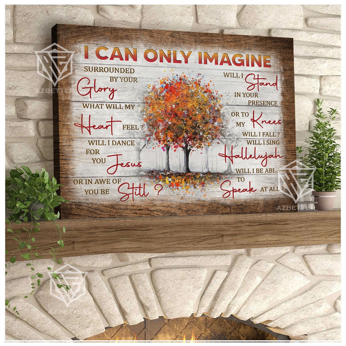 I Can Only Imagine Worship Lyrics Autumn Tree Rustic Faith Poster - Image 4