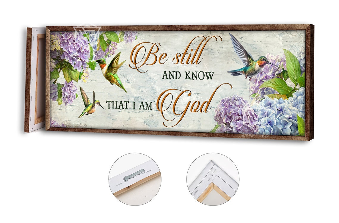 Be Still And Know That I Am God Hummingbird Hydrangea Floral Poster - Image 4
