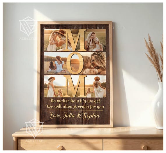 Custom Mom Photo Collage Personalized Mothers Day Gift No Matter How Big We Get Unique Birthday Gift For Mom From Daughter Son