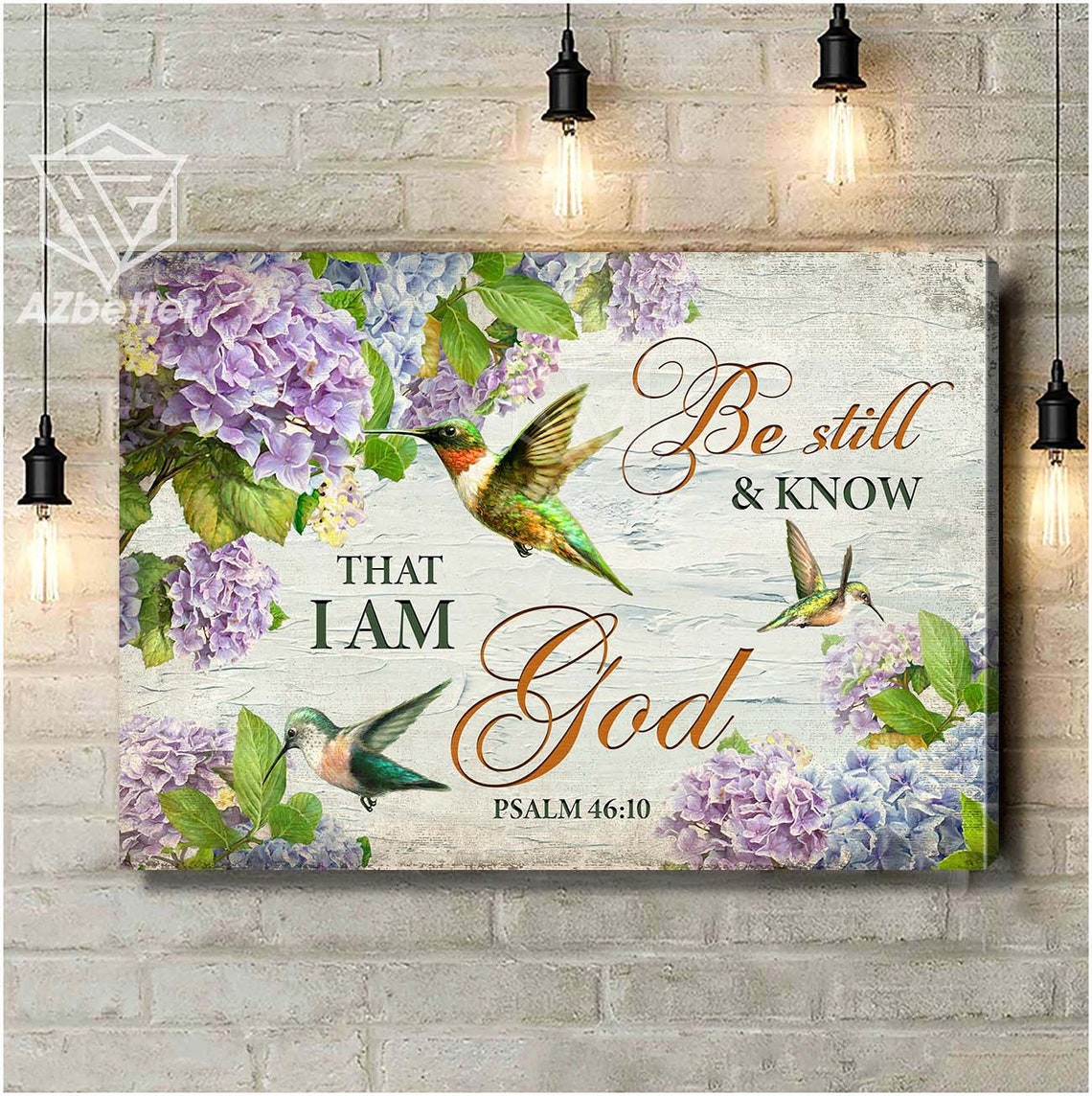 Hummingbirds with Hydrangeas Be Still and Know I Am God Poster - Image 3
