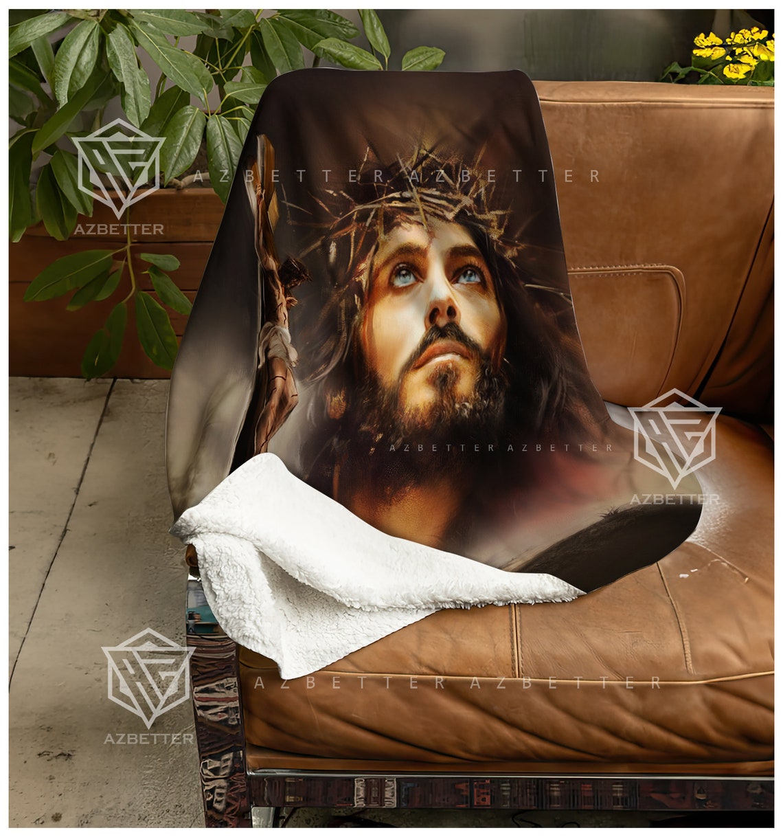 Jesus Crown of Thorns Passion of Christ Prayer Blanket Poster - Image 4